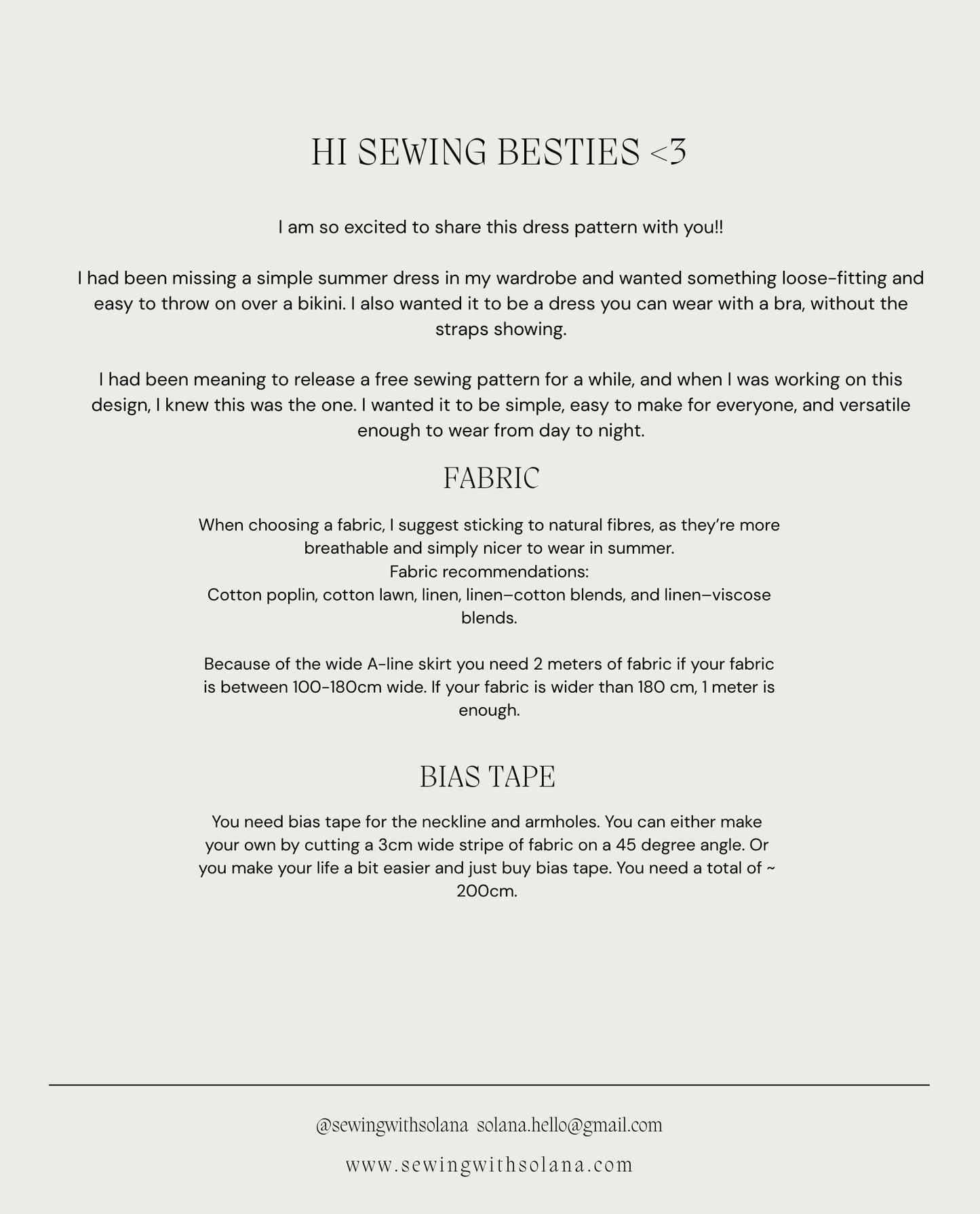 FREE Solana Dress - Digital Sewing Pattern