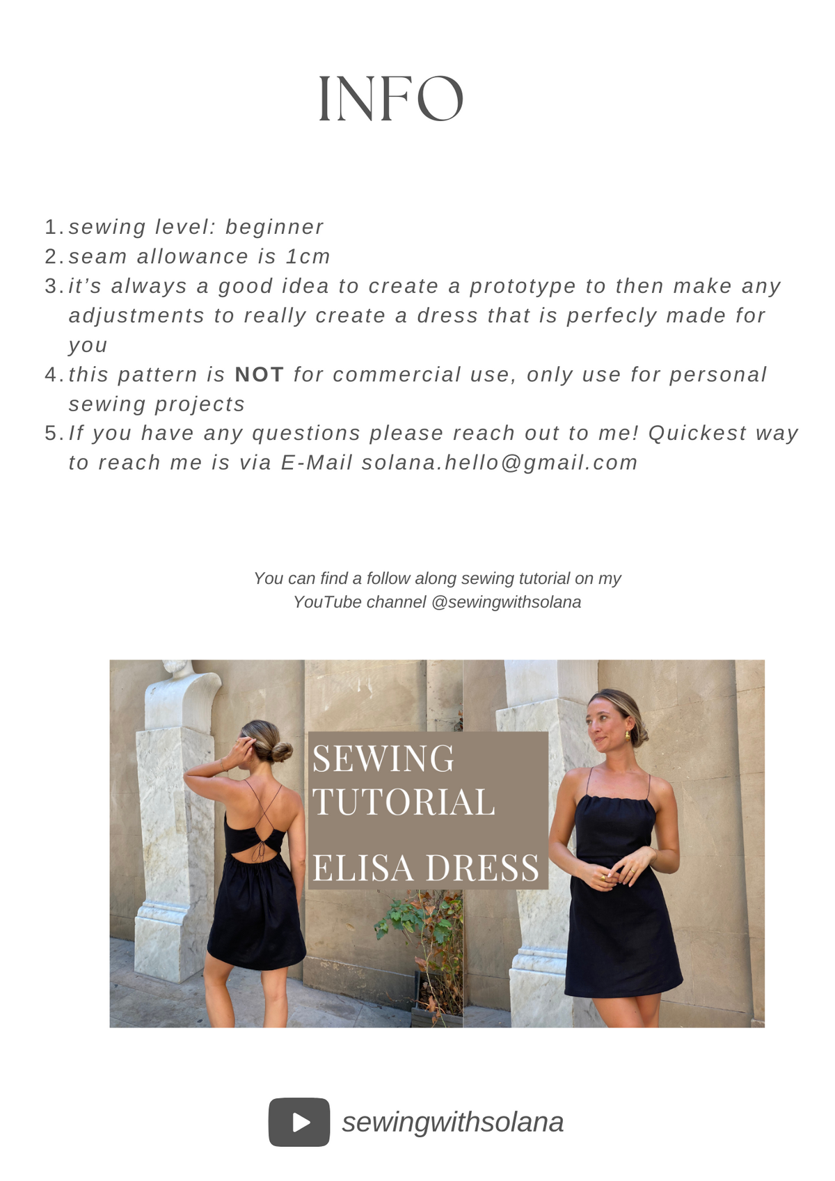 Elisa Dress - Digital Sewing Pattern – Sewing with Solana
