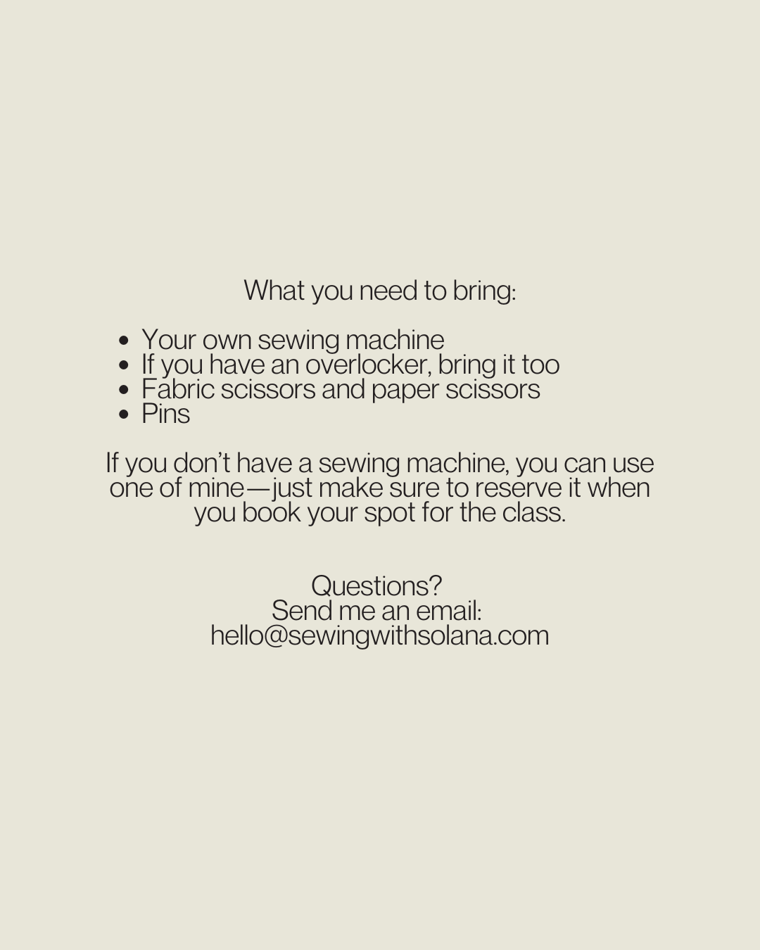 Group Sewing Class - April